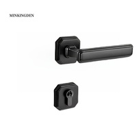 Poignée de porte intérieure en laiton massif noir mat de haute qualité, style européen, pour hôtel, avec levier d'entrée moderne et jeu de clés