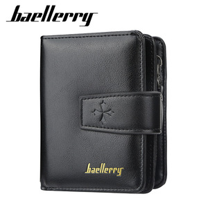 กระเป๋าสตางค์สั้นผู้ชายแบรนด์ Baellerry สีดำ กระเป๋าใส่เหรียญแบบมีซิปอเนกประสงค์ พร้อมช่องใส่บัตร ตัวล็อคแบบกดแนวตั้ง ใช้ได้ทุกวัน - Product Image 5