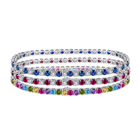 BSB139 RINNTIN Pulseras Joyería de plata 925 Sterling Diamante redondo Zirconia cúbica Multi colores CZ Tenis Pulsera Regalo