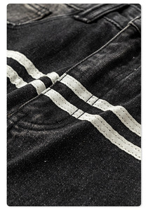 Pantalon en <span class=keywords><strong>jean</strong></span> déchiré et délavé pour jeunes garçons KY Cool, style boyfriend, avec rayures blanches sur le devant, pour hommes - Product Image 2