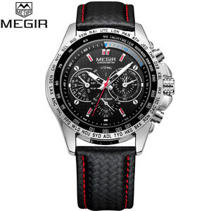 <span class=keywords><strong>Orologi</strong></span> al Quarzo <span class=keywords><strong>Sportivi</strong></span> da Uomo Megir 1010, Reloj Montres Homme, <span class=keywords><strong>Orologi</strong></span> di Lusso da Uomo con Cinturino in Pelle, Moda Business - Product Image 4