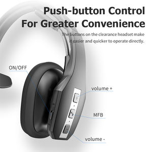 หูฟังไร้สาย Qualcomm Trucker พร้อมไมโครโฟนตัดเสียงรบกวน AI แบบครอบหู สำหรับแฮนด์ฟรีในสำนักงาน ศูนย์บริการลูกค้า และ Skype - Product Image 6