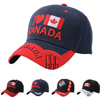 Gorra de Béisbol Ajustable de 6 Paneles de Acrílico con Letras Bordadas de la Bandera de Canadá, Diseño de Hoja de Arce, Unisex, Comercio Internacional