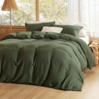 Housse de couette en coton mousseline Olive, moderne, écologique, 200 fils, taille personnalisée, ultra-douce, respirante, légère, ensemble de literie toutes saisons