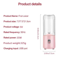 Mini mixeur personnel portable en acier inoxydable, sans BPA, avec couvercle de pot, pour la cuisine, mélange de glace, préparation de jus, pratique, blanc