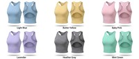 Débardeur court dos nageur personnalisé pour femme, débardeur de yoga sans couture à col montant, vêtement de sport dos nu avec découpes et soutien-gorge intégré, OEM, MOQ 200 pièces