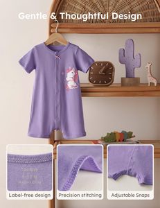 Barboteuse tricotée en coton respirant Offre Spéciale pour bébé vêtements pour enfants avec fermeture à glissière à manches courtes - Product Image 5