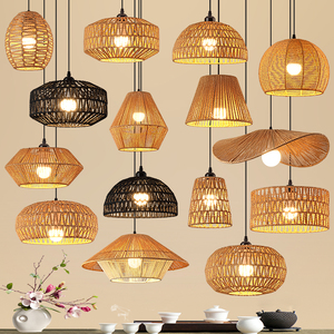 Bamboo Lantern Pendant Lamp Natural Rattan LED Hand-Woven Lighting Fixture Hanging <b>Light</b> Home Restaurant Living Room Chandeliers - Product Image 5