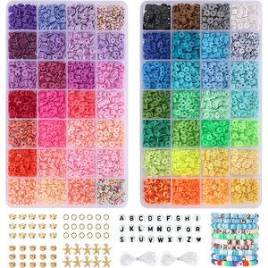 DIY Jewelry <b>Set</b> 56 Color Polymer Clay <b>Beads</b> Round For Bracelet Making 5600pcs Rainbow Childrens Craft Material - Product Image 1