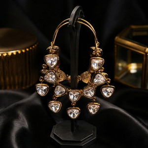 Pendientes de Aro Triangulares de Cristal Chapados en Oro de Lujo, Joyería de Moda al por Mayor para Mujer, para Fiestas y Bodas - Product Image 1