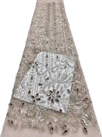 Nouveau Tissu en Dentelle Non Tissé Écologique de Luxe Brodé de Perles Thermocollées et de Paillettes pour Robe de Mariée