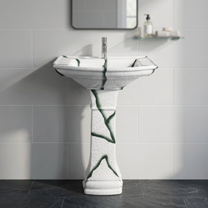 Printed Designer Ceramic Wash Basin with <b>Full</b> Pedestal Outdoor Bathroom Sanitary Ware - Product Image 1