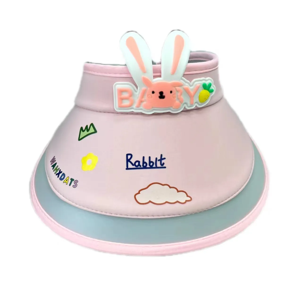 공장 도매 6 개월 ~ 4 세 아기 어린이 레이스 밀짚 모자 귀여운 만화 접이식 어린이 빈 탑 밀짚 바이저 모자