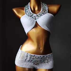 NOVANCE TLX092 Midriff-baring design with Rhinestone kaftan beachwear sundress fashion show sexy bikini women swimsuits sexy