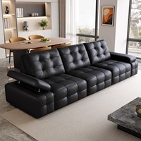 Canapé-lit inclinable électrique moderne de luxe en cuir noir avec télécommande, appui-tête réglable, canapé modulaire pour salon