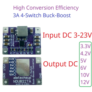 Regulador de tensão Max 3A, 4 interruptores síncronos de alta eficiência DC-DC, módulo conversor Buck-Boost 3-23V a 3.3V 4.2V 5V <span class=keywords><strong>6V</strong></span> 10V 12V - Product Image 4