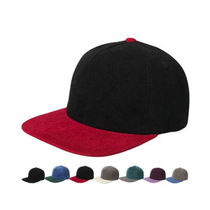 Gorra de Béisbol de Pana de 5 Paneles con Visera Plana, Estilo Deportivo de Invierno, Contraste de Color, Logotipo Personalizado, Ajustable con Broche - Product Image 5