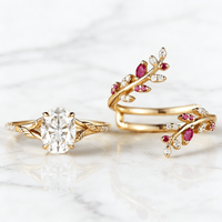 Bague ouverte ajustable double couche ovale en alliage de cuivre tendance, sertie de zircons multicolores, plaquée or 18 carats, motif feuille, de luxe