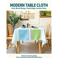 Nouvelle Nappe Carrée Moderne WANHE Home en Coton et Lin, Anti-Poussière, Imperméable et Anti-Taches, avec Pompons Décoratifs, pour l'Europe du Nord