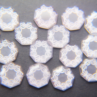 Pierre de cristal de quartz rose naturel octogonale 14x14mm, pierre libre rose pour collier et bague avec effet de jeu de couleurs/feu