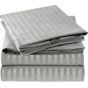 Set di Biancheria da Letto a Righe 1cm in Cotone 100% per Hotel, Set Copripiumino con Lenzuolo Piatto e Lenzuolo con Angoli - Product Image 1