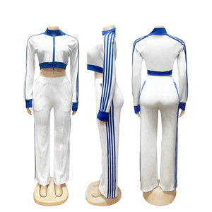 Viviblook Z722ST05 <b>Women</b> <b>Outfits</b> Tracksuit Casual Zipper Cardigan Jacket Top Slim Fit Casual Pants Plus Zise Set 2 Piece Sets - Product Image 2