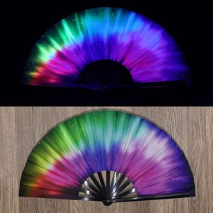 Éventail en bambou artisanal de 33 cm, grand format, style rave, avec décoration florale traditionnelle peinte à la main, pour la maison, les entreprises, cadeau promotionnel, souvenir - Product Image 3