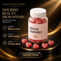 Gommes à la biotine, complément de vitamine B7, forme de cœur, rose, complément alimentaire à mâcher, 60 unités, étiquette privée OEM