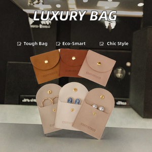 High-end Flannel Eco-Friendly Fashion Jewelry <b>Bag</b> with Button Envelope Design for Necklace Ring Earrings Storage <b>Dust</b> <b>Bag</b> - Product Image 2