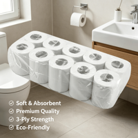 Rouleau de papier toilette jetable Kongshi OEM ODM, confortable, doux, écologique, en pâte de bois vierge, résistant aux déchirures, jetable dans les toilettes
