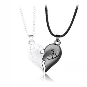 कस्टम चुंबकीय आकर्षण दो सेट हार काले + सफेद युगल Splicing प्यार सबसे अच्छा दोस्त हार दिल टूट हार - Product Image 3