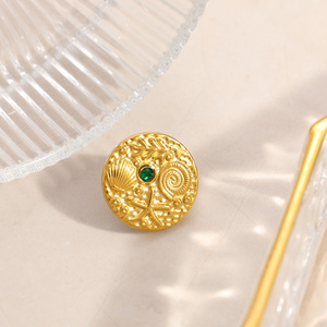 เข็มกลัดชุบทองสไตล์ยุโรปพร้อมลายปะการังปลาดาว เครื่องประดับแฟชั่นสแตนเลสสำหรับสวมใส่ทุกวัน - Product Image 3