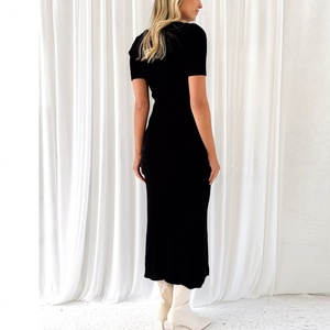 Robe moulante mi-longue d'été 2023 pour femmes, robe élégante décontractée à manches courtes, robes longues pour femmes - Product Image 4