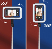 Logo/emballage personnalisés disponibles : Trépied pliable pour selfie avec anneau lumineux LED, télécommande sans fil, support compact pour vlogging, TikTok