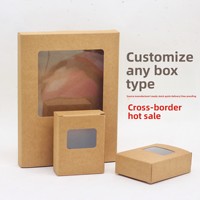 Boîte en papier kraft personnalisée transfrontalière avec fenêtre, design à ouverture plate, emballage double fente pour cartes de thé, pour supermarchés et épiceries