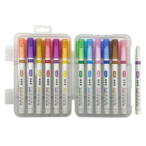 factory customized 6 12 colors curved highlighter pen pattern curving marker pen sets for drawing
