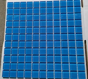 Modern Blue Blended Glass Mosaic Tiles Creative Square Designs For Swimming Pool Ceramic Mosaic Tiles