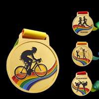 Médaille de sport personnalisée pour marathon, finition antique, alliage de zinc, moulage sous pression, plaqué or, impression numérique, gravure, logo 3D