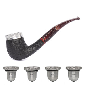 Heather Wood Pipe Bent Type Tobacco Pipe Replaceable Inner Liner Men's Smoking Accessory - Product Image 5