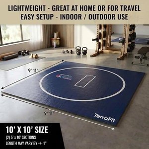 Tapis de lutte multi-usages bleu marine 10x10 pieds, épaisseur 1,25 pouce, <span class=keywords><strong>pour</strong></span> sols de gymnastique scolaire et exercices sportifs - Product Image 2