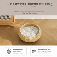 Lit pour animaux de compagnie en bois tissé universel quatre saisons, semi-fermé, chaud, pour chat et chien, en bois massif, pour chaton et chiot