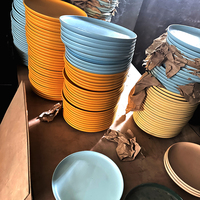 Assiettes de service en céramique émaillée mate colorées, forme irrégulière, vente en gros