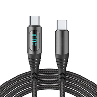 Câble USB-C vers USB-C en nylon PD 100W, 3 pieds, charge rapide avec affichage numérique LED pour ordinateur