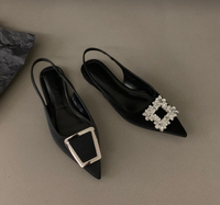 Nouveau Design Chaussures à Talon en Cuir pour Femme Escarpins Pointus Habillés Talons Plats Confortables Sandales de Luxe pour Femme