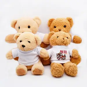 Custom Logo 30 cm teddy bear Sublimation white T shirt plush bear Classic Stuffed Animal toy