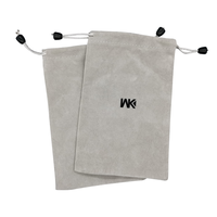 Sac en satin épais beige de luxe léger, sac à poussière en coton, pochette à fond rond en velours avec logo personnalisé