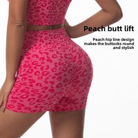 Conjunto de 2 Piezas de Shorts de Yoga con Estampado de Leopardo y Cintura Alta, de Secado Rápido, en Poliéster/Nailon, para Fitness