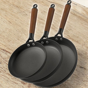 Juego de utensilios de cocina de hierro fundido ligero al por mayor con revestimiento cerámico antiadherente, sin PFAS, sartén y olla con mango de madera y material metálico - Product Image 3