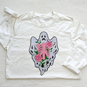 Nouveau design 2026 – Grandes écussons thermocollants personnalisés en chenille et sequins, broderie fantôme et crâne, pour chemises d'Halloween - Product Image 4