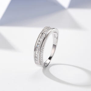 Usine de bijoux MuShan, un ensemble de bagues à rail incurvé avec rangée de diamants pour femmes, mode européenne et américaine, 925 - Product Image 5